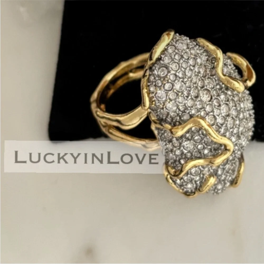 ALEXIS BITTAR • SOLANALES LARGE CRYSTAL PAVE GEODE RING sz 7.5